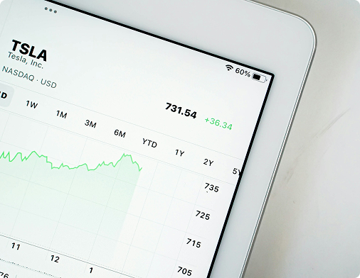 Tablet showing graphs