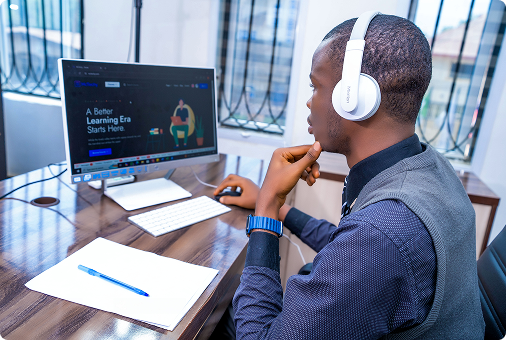 Man learning on computer