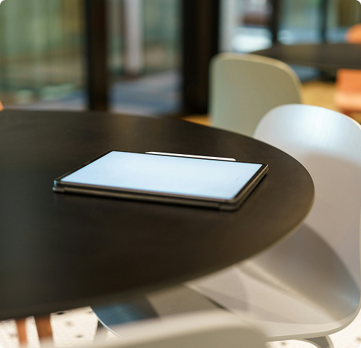 Digital tablet on table